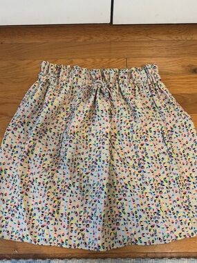 Loeffler Randall Cream Skirt with Multicolor Geometric Triangle Print Silk Sz 6